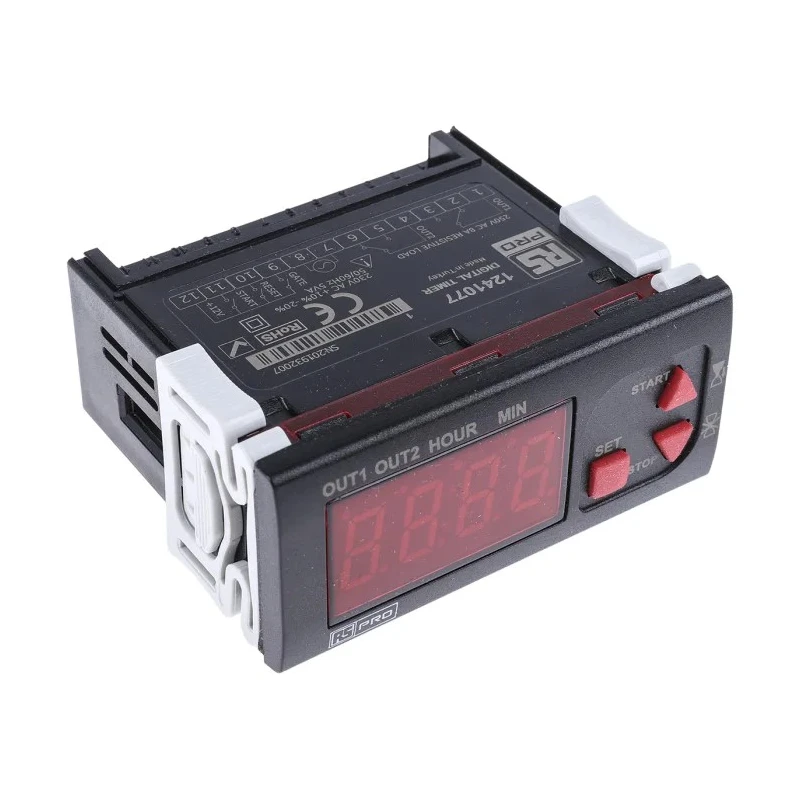 RS Pro Panel Timer Relay 2-Contact, 24 V dc 230V ac, 0 to 01 min to 99 to 59 h Multifunction 124-1077