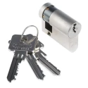 ABUS Brass Euro Cylinder Lock, Nickel Pearl Finish, 61 mm Overall Length, Model E60NP 10/30 KD