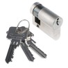 ABUS Brass Euro Cylinder Lock, Nickel Pearl Finish, 61 mm Overall Length, Model E60NP 10/30 KD