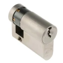 ABUS Brass Euro Cylinder Lock, Nickel Pearl Finish, 61 mm Overall Length, Model E60NP 10/30 KD