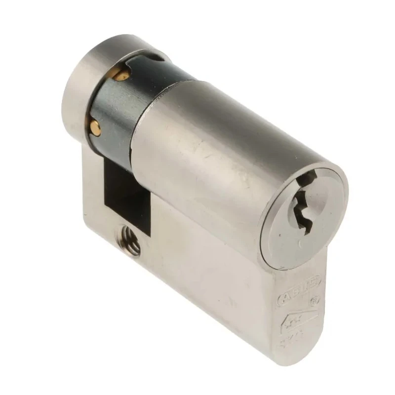 ABUS Brass Euro Cylinder Lock, Nickel Pearl Finish, 61 mm Overall Length, Model E60NP 10/30 KD