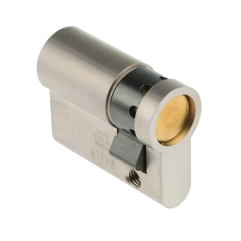 ABUS Brass Euro Cylinder Lock, Nickel Pearl Finish, 61 mm Overall Length, Model E60NP 10/30 KD
