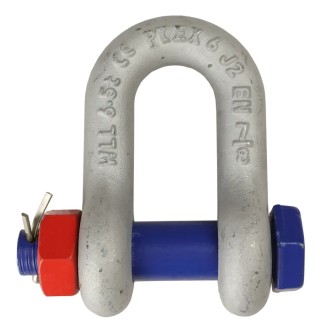 RS PRO D-Shackle Alloy Steel Hot Dip Galvanised, Safety Bolt Pin, 3.25 t Load, 16mm Diameter, 27mm Jaw Width, 19mm 124-4822