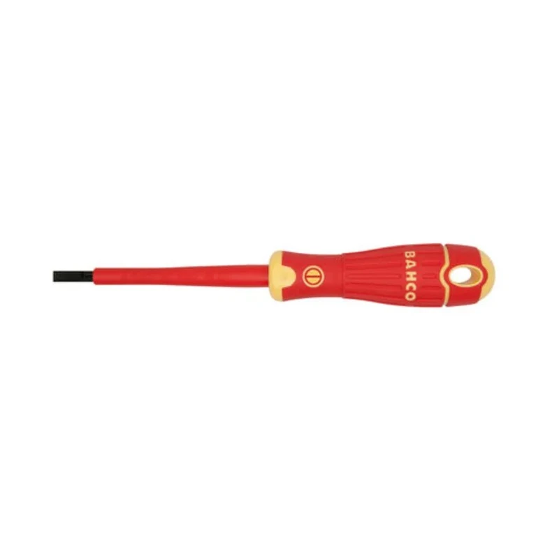 Bahco Insulated Standard Slotted Screwdriver 200 mm Blade VDE 1000V Approved Ergonomic Grip B196.120.200