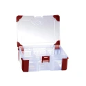 RS PRO Adjustable Compartments 10 Cell Transparent Red Polypropylene Compartment Box 60mm x 165mm x 125mm 124-6591