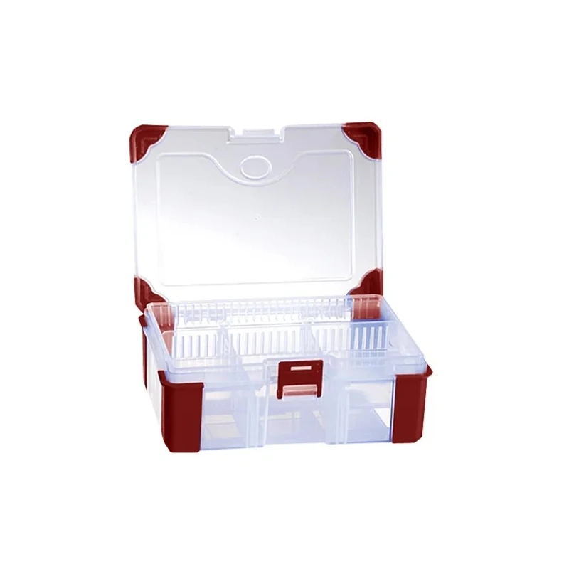 RS PRO Adjustable Compartments 10 Cell Transparent Red Polypropylene Compartment Box 60mm x 165mm x 125mm 124-6591