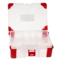 RS PRO Adjustable Compartments 10 Cell Transparent Red Polypropylene Compartment Box 60mm x 165mm x 125mm 124-6591