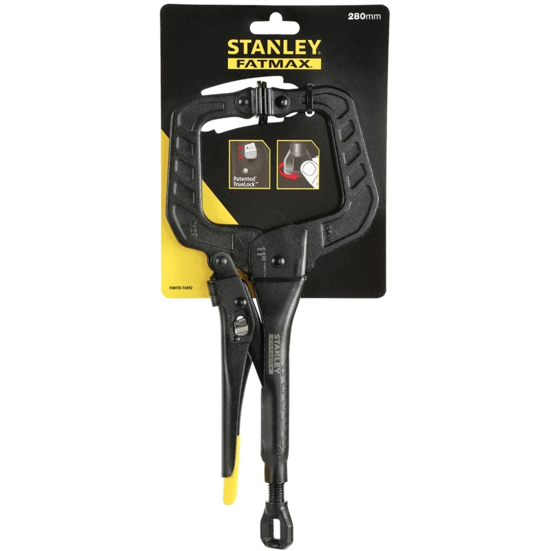 Stanley 2-Piece Lock-Grip Plier C-Clamp Steel Rust Resistant Black 304.8mm Overall FMHT0-74892