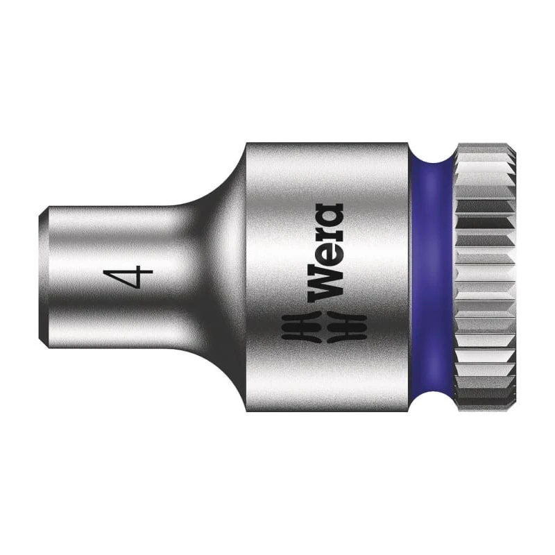 Wera 1/4 in Drive 4 mm 6 Point Hex Socket, Chrome Vanadium Steel, 23mm Overall Length 05003501001