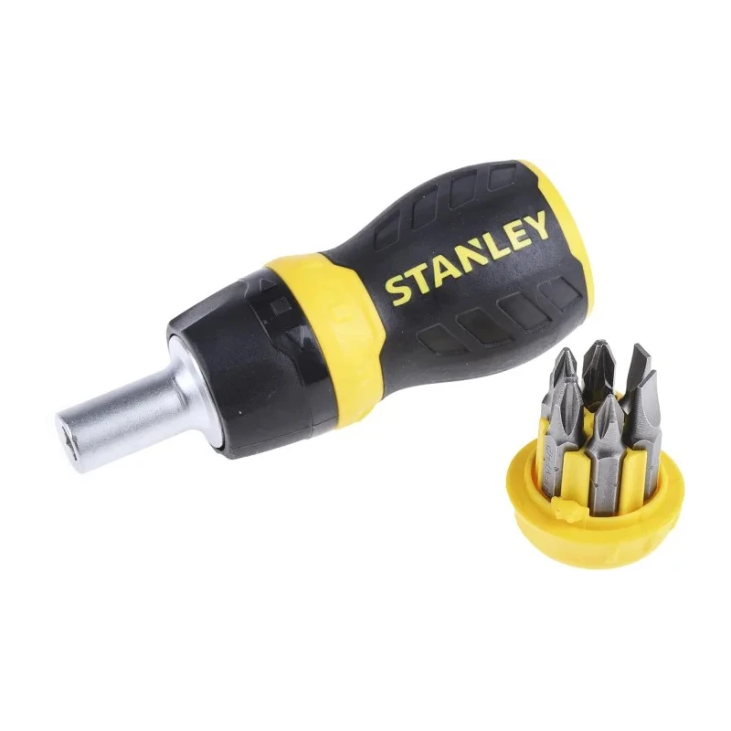 Stanley Ratchet Screwdriver 1/4 in Hex Drive, Phillips, Pozidriv, Slotted Tips 0-66-358