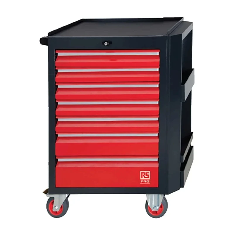 RS PRO 7 Drawer Wheeled Tool Cabinet with 240 Piece Tool Set 450mm x 710mm x 975mm 125-3046