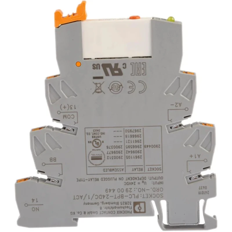 Phoenix Contact PLC-RPT-24DC/1/MS/ACT Series Interface Relay, DIN Rail Mount, 230V DC Coil, SPST, 10A Switching 2909677