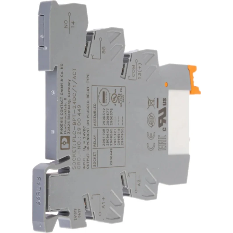 Phoenix Contact PLC-RPT-24DC/1/MS/ACT Series Interface Relay, DIN Rail Mount, 230V DC Coil, SPST, 10A Switching 2909677