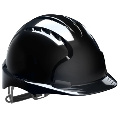 JSP Black Ventilated Adjustable Safety Helmet with High Performance Polyethylene Shell EVO2