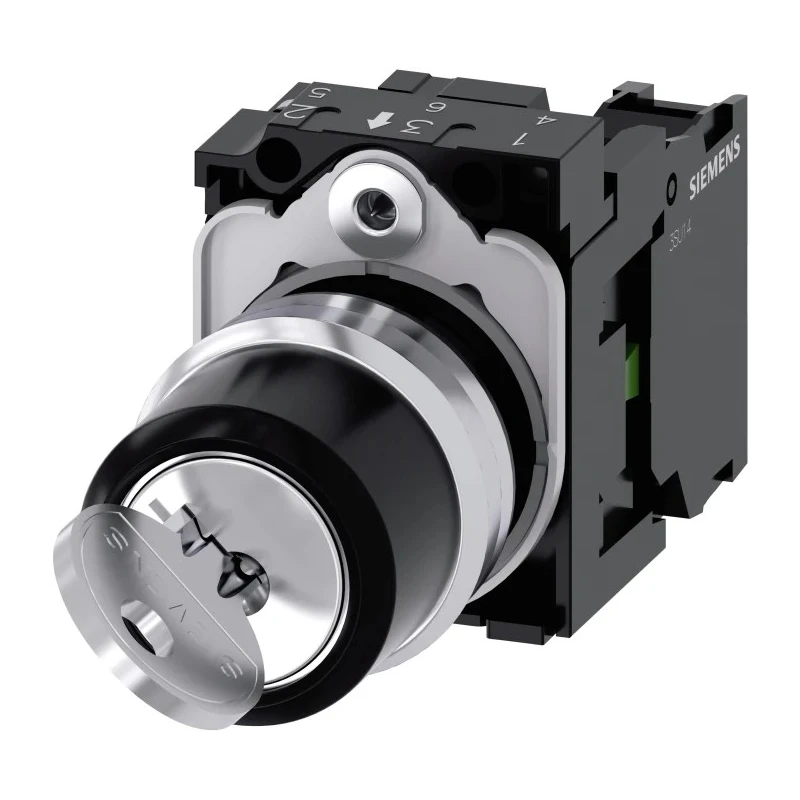 Siemens IP67, IP66, IP69 Key Switch, SPST, 10A 2-Way Ronis-Key 3SU1150-4BF11-1BA0