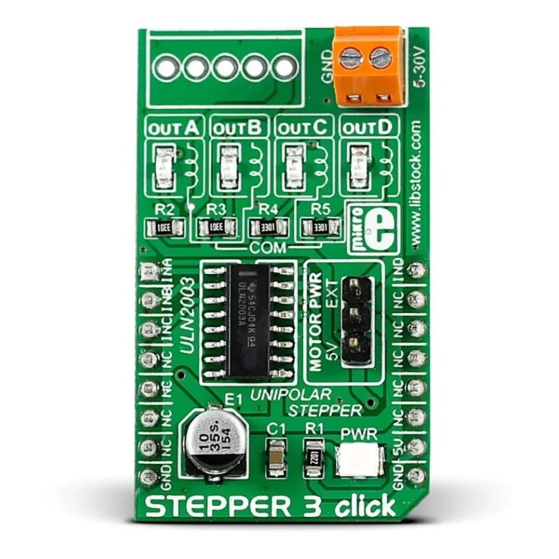 MikroElektronika Stepper 3 Click Motor Controller for ULN2003 with PWM Control MikroBus MIKROE-2035