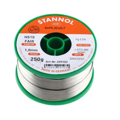 Stannol Lead Free Solder Wire 1 mm Diameter, 227°C Melting Point, Rosin Based Flux 599103