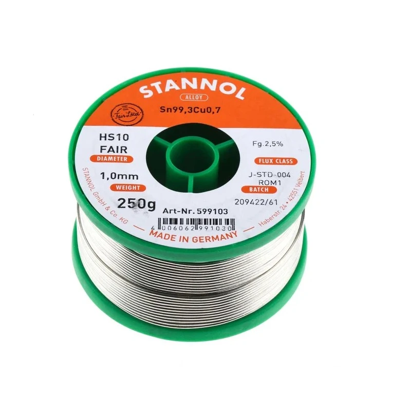 Stannol Lead Free Solder Wire 1 mm Diameter, 227°C Melting Point, Rosin Based Flux 599103