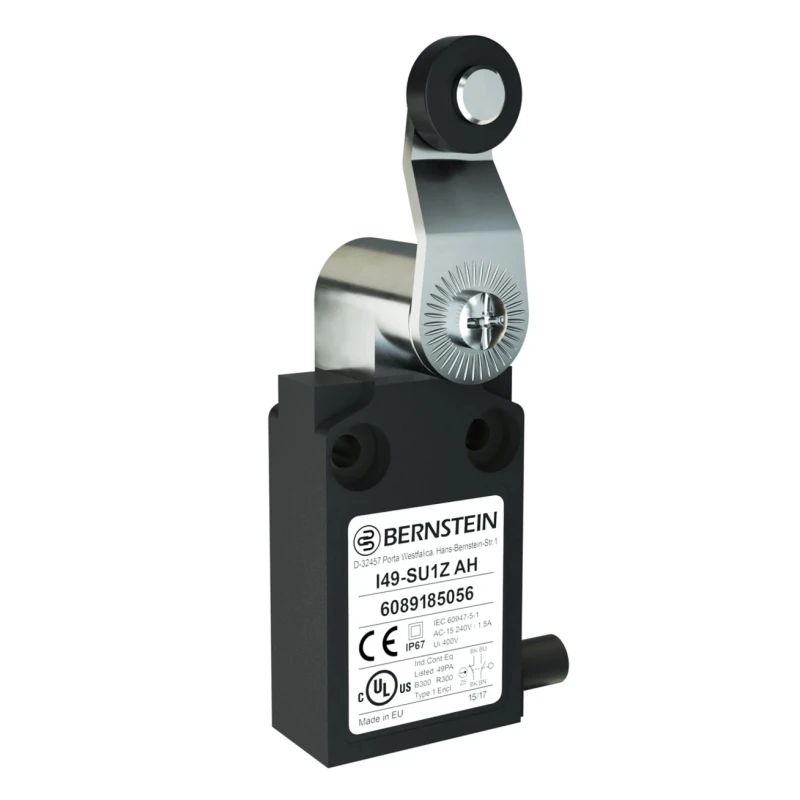 Bernstein AG I49 Series Plunger Roller Lever Limit Switch, 1 NO/1 NC, IP67, Plastic Housing, 250V AC, 10A IP67