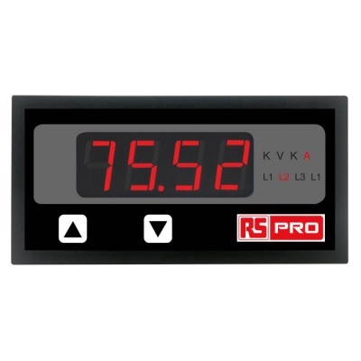 RS PRO Digital Ammeter 5 A AC, 43.5 mm x 92 mm, 0.5 % rdg + 1 Digits 136-5390