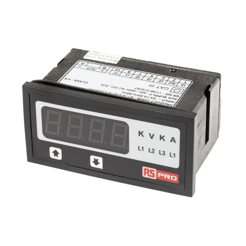 RS PRO Digital Ammeter 5 A AC, 43.5 mm x 92 mm, 0.5 % rdg + 1 Digits 136-5390