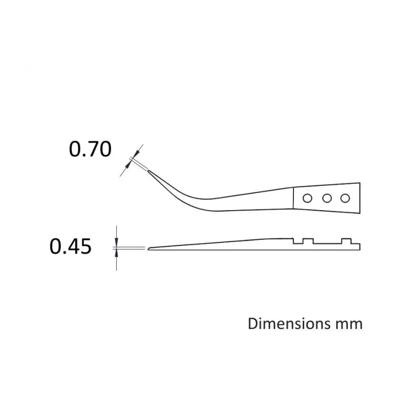 ideal-tek 45mm Zirconia Toughened Aluminium Fine, Curved ESD Safe Tweezer Tips A7MZ