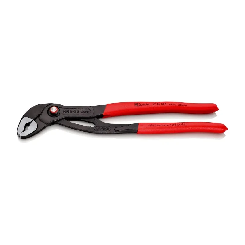 Knipex Cobra® QuickSet 1-Piece Water Pump Plier 300mm Overall Length 70mm Jaw Non-Slip PVC Handles 25 Position 87 21 300