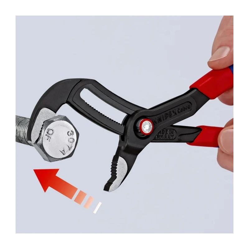 Knipex Cobra® QuickSet 1-Piece Water Pump Plier 300mm Overall Length 70mm Jaw Non-Slip PVC Handles 25 Position 87 21 300