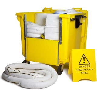 RS PRO Oil Spill Kit 900 Litre Capacity Four-Wheeled Mobile Bin 1.4m Length 1.1m Width 1.35m Height 136-7565