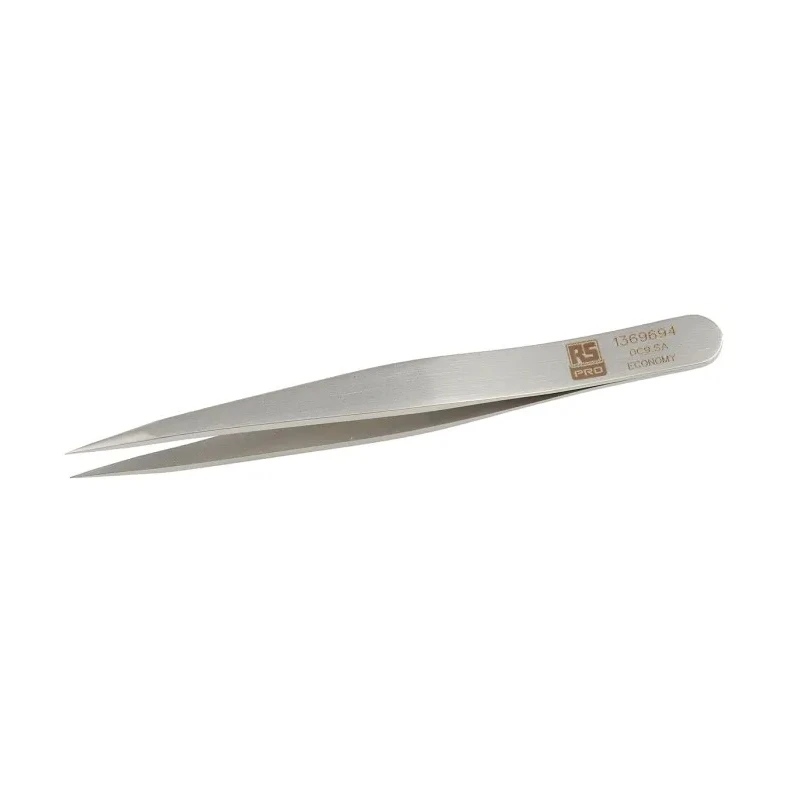 RS PRO 90mm Stainless Steel Flat Tweezer 136-9694