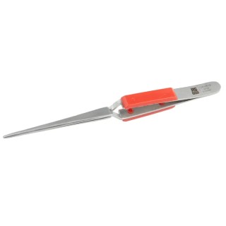 RS PRO 165mm Stainless Steel Serrated, Straight, Round, Blunt Tweezer 136-9808