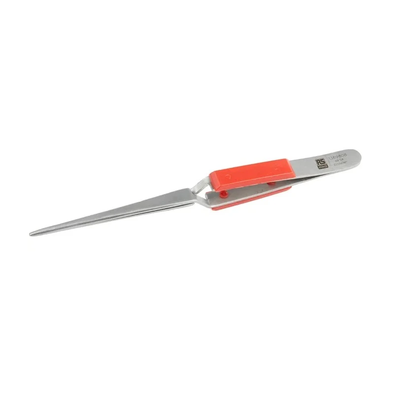 RS PRO 165mm Stainless Steel Serrated, Straight, Round, Blunt Tweezer 136-9808