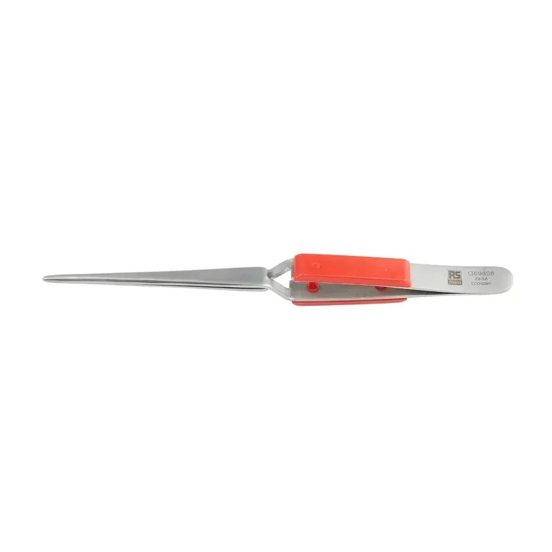 RS PRO 165mm Stainless Steel Serrated, Straight, Round, Blunt Tweezer 136-9808