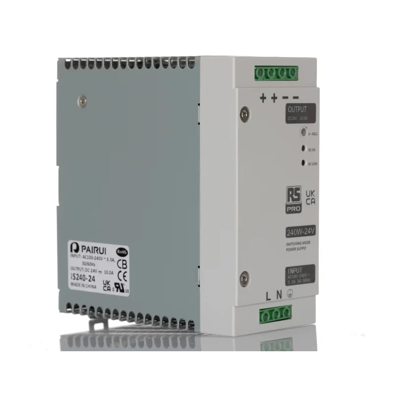 RS PRO Switched Mode DIN Rail Power Supply 264V ac Input 28V dc Output 10A 240W 136-8321