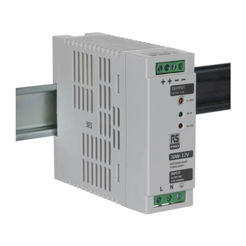 RND Switch Mode DIN Rail Power Supply 264V AC Input 12.3V DC, 2.5A Output, 30W 136-8305