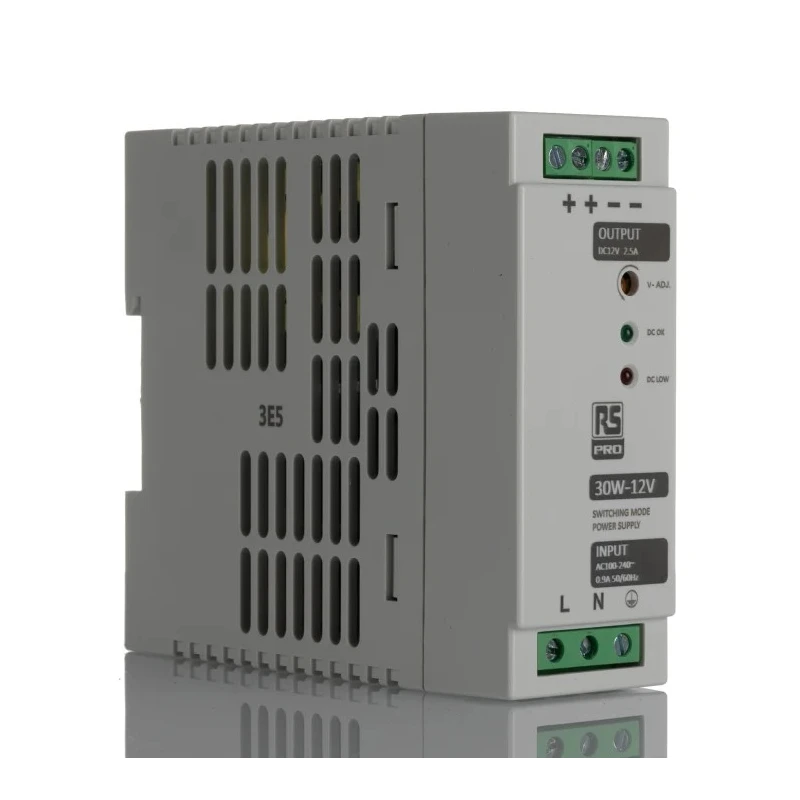 RND Switch Mode DIN Rail Power Supply 264V AC Input 12.3V DC, 2.5A Output, 30W 136-8305