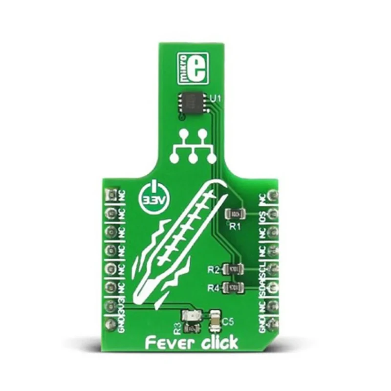 MikroElektronika Sensor Development Tool Fever Click MikroBus Click Board for MAX30205 with ±0.1°C Accuracy MIKROE-2554