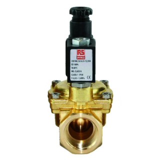 RS PRO Industrial Brass Solenoid Valve 2 Port NC BSP Thread G 2, 220V AC, 10 bar, 26m³/h Flow 144-0808
