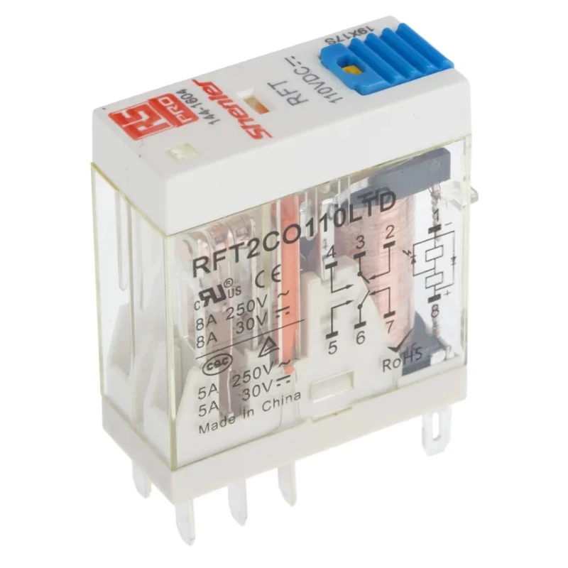 RS PRO Power Relay, 110V Coil Voltage, 8A Switching Current, DPDT Contact Configuration 144-1604