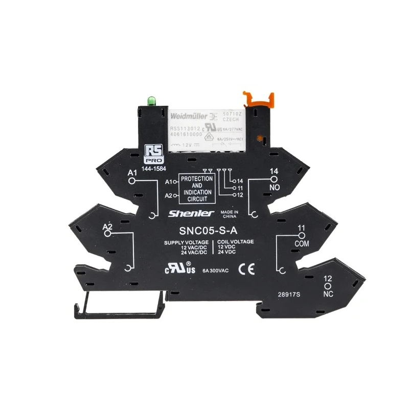 RS PRO Interface Relay DIN Rail Mount 12V ac/dc Coil SPDT Silver Alloy Contacts 8A 144-1584