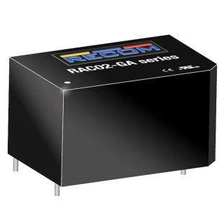 Recom 2W PCB Mount Encapsulated Single Output Regulated Switching Power Supply 12V DC 264V AC RAC02-12SGA