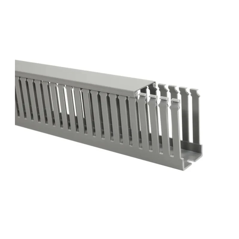 HellermannTyton HTWD-PD Grey Open Slot Cable Trunking W50mm x D50mm x L2m PVC Self-Extinguishing 