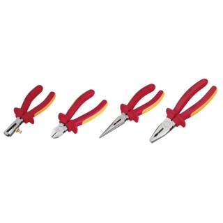 RS PRO 4-Piece Vanadium Steel Plier Set VDE 1000V Insulated Chrome Vanadium Steel 144-7568