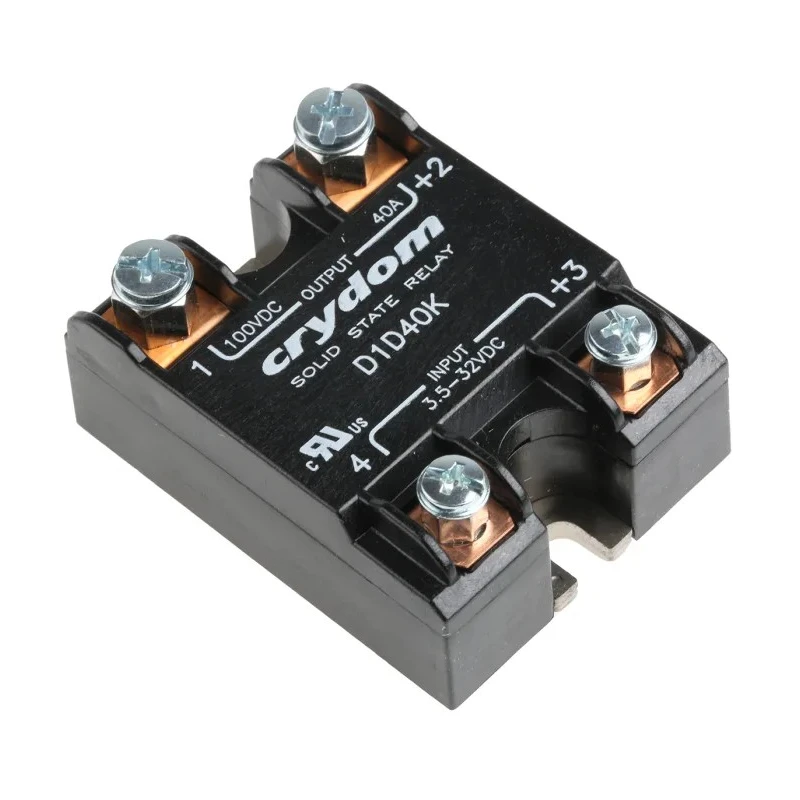 Crydom 1-DC Series Solid State Relay Panel Mount, 40 A DC Load, 100 V DC Load, 32 V DC Control D1D40K
