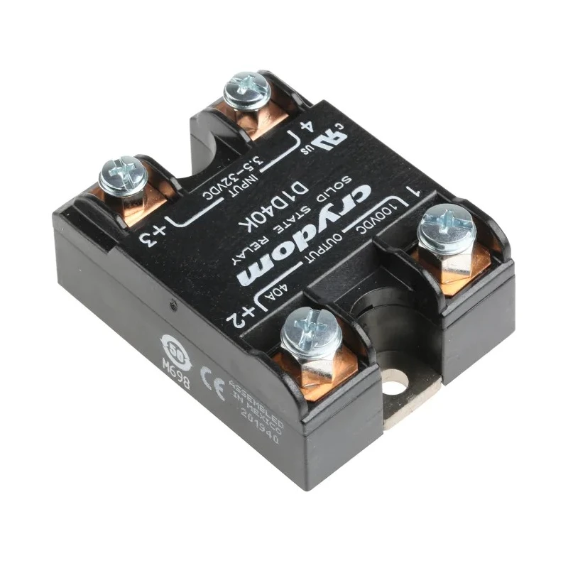 Crydom 1-DC Series Solid State Relay Panel Mount, 40 A DC Load, 100 V DC Load, 32 V DC Control D1D40K