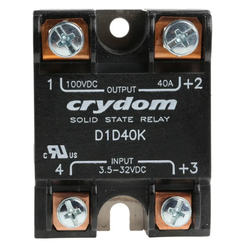 Crydom 1-DC Series Solid State Relay Panel Mount, 40 A DC Load, 100 V DC Load, 32 V DC Control D1D40K