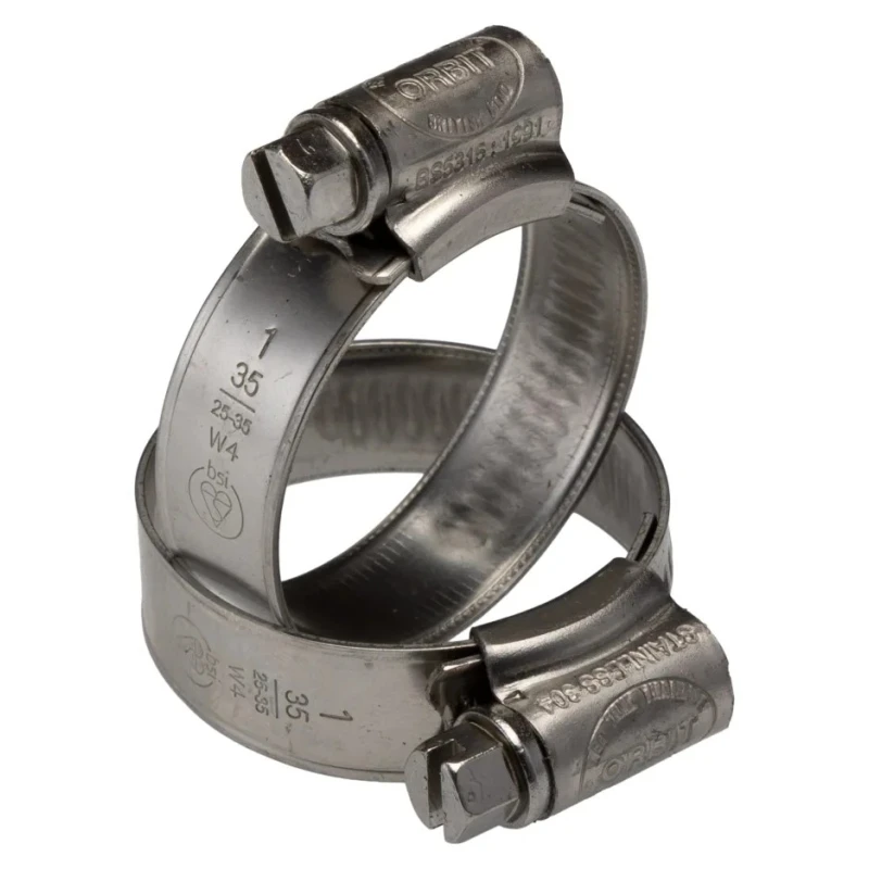 RS PRO Stainless Steel Hex Screw Worm Drive Hose Clip Band Width 12mm 25-35mm ID 145-0270