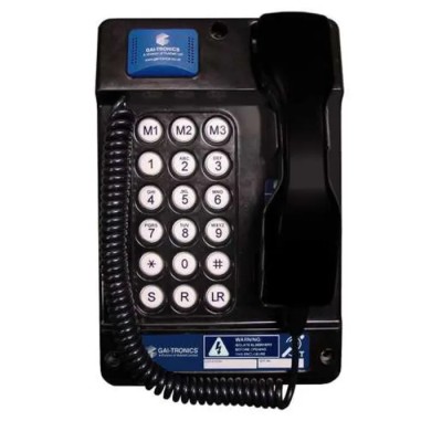 Gai-Tronics Auteldac 5 Corded Black Telephone ATEX IECEx Certified Wall Mount 3-Speed Dial 212-02-5028-401