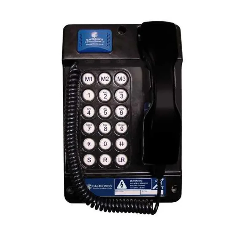 Gai-Tronics Auteldac 5 Corded Black Telephone ATEX IECEx Certified Wall Mount 3-Speed Dial 212-02-5028-401