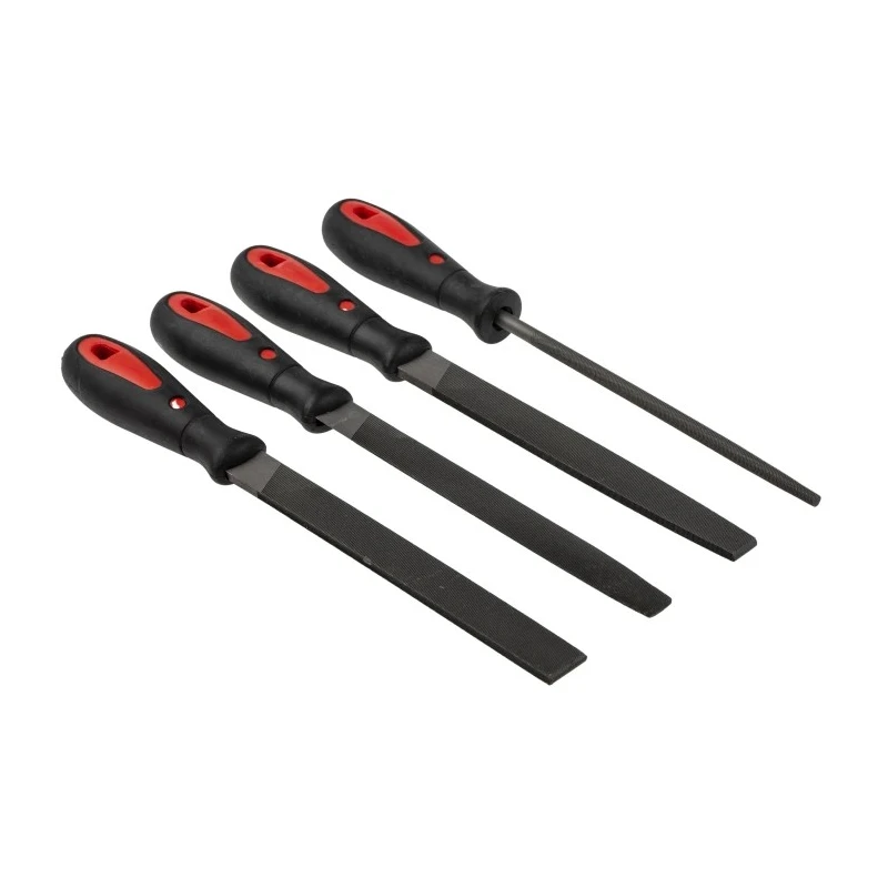 RS PRO 4 Piece 6 Inch Engineers File Set High Carbon Steel Double Cut with Handle Included 146-7305